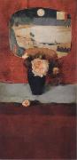 Fernand Khnopff Roses and a Japanese Fan oil painting on canvas